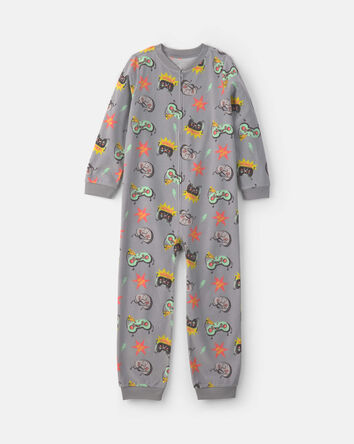 Gar&ccedil;ons - Pyjama ample 1 pi&egrave;ce en molleton &agrave; motif jeu vid&eacute;o &ndash; Gris, 