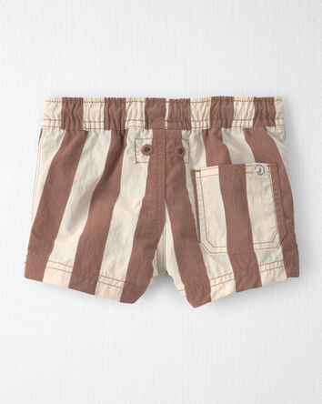 Baby Boy Recycled Swim Trunks in Brown Stripes, 