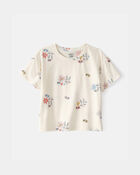 Toddler Girl Easter Bunny Floral Top - Cream, image 1 of 3 slides