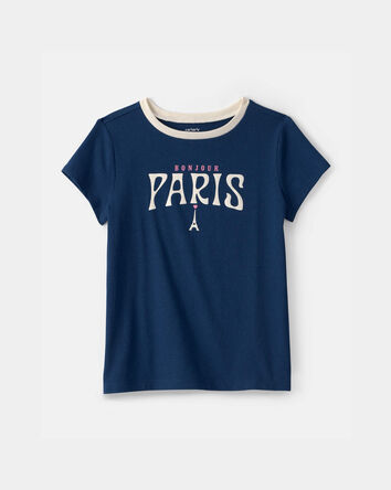 Girls Paris Graphic Tee - Blue, 