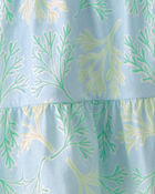 Filles - Ensemble 2 pi&egrave;ces d&eacute;bardeur et jupe &agrave; motif de fleurs tropicales - Bleu, image 4 sur 4 diapositives