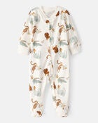 Baby Animal Print 2-Way Zip Cotton Sleeper, image 4 of 6 slides