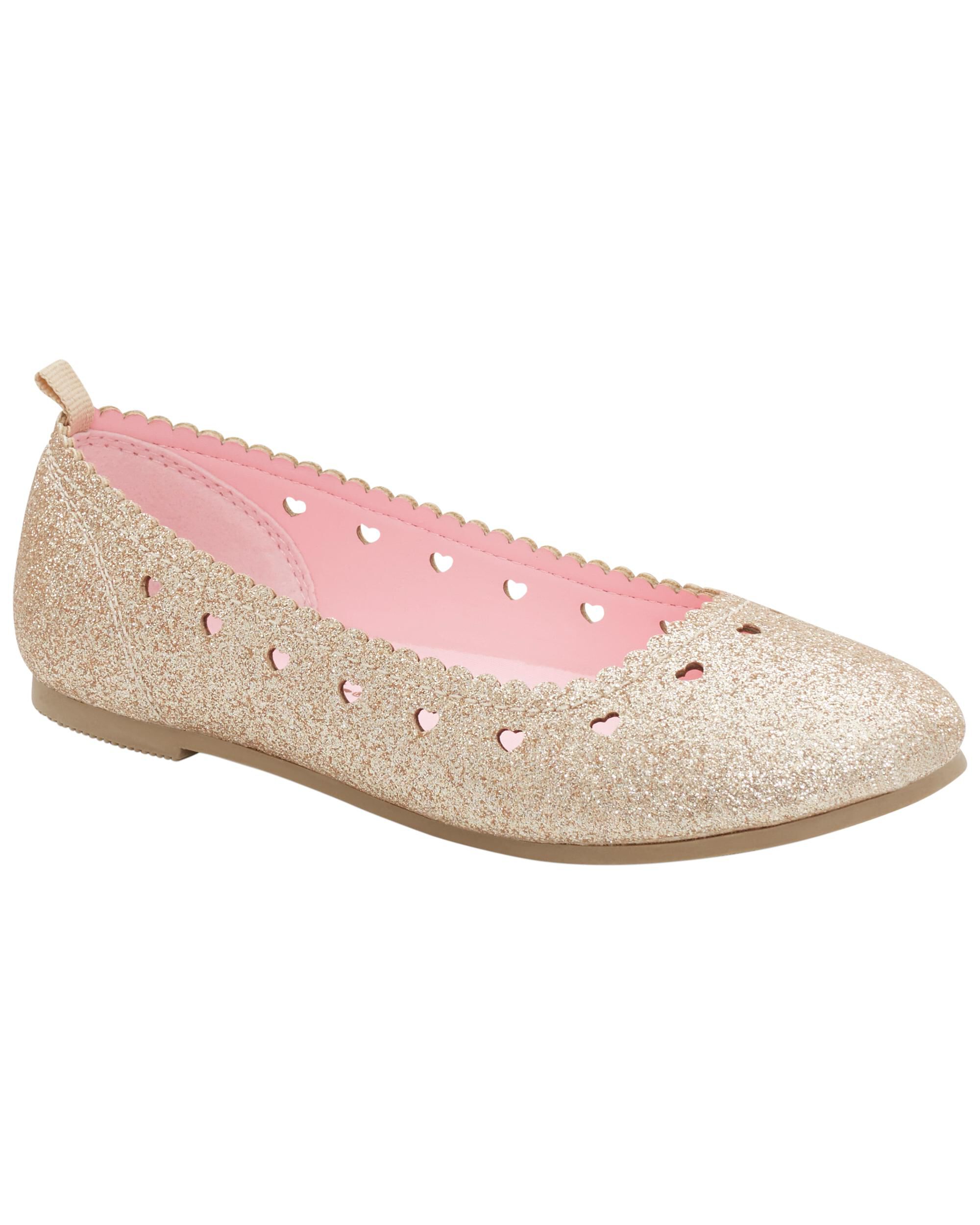 Pink glitter shop flat shoes