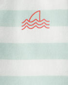 B&eacute;b&eacute; gar&ccedil;on - Ensemble 2 pi&egrave;ces &agrave; rayures, haut &agrave; requin et short - Bleu/ivoire, image 2 sur 2 diapositives