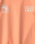 Boys 2-Piece Long-Sleeve Rashguard & Tropical Swim Trunks Set - Orange/Green, image 4 of 7 slides