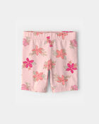 Toddler Girl Tropical Floral Bike Shorts - Pink, image 1 of 4 slides