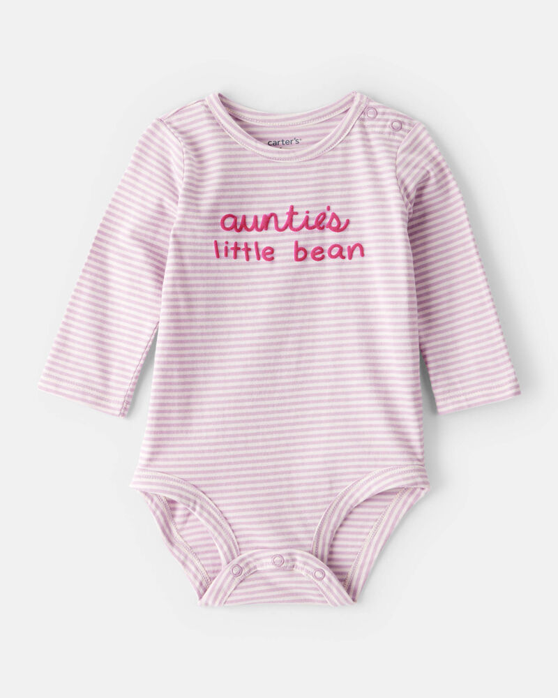 Baby Girl Little Bean Long-Sleeve Graphic Bodysuit - Pink, image 1 of 3 slides