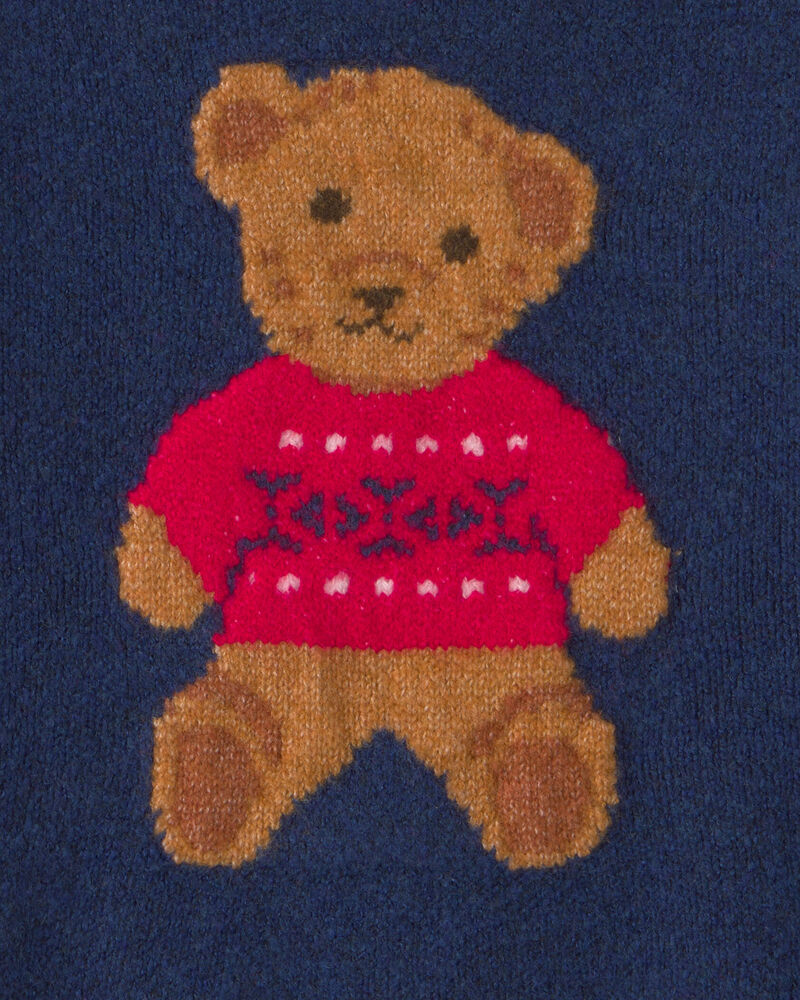 Toddler Boy Bear Sweater - Navy Blue, image 2 of 3 slides