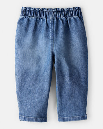 Baby Girl Heart Pocket Barrel Jeans - Blue, 