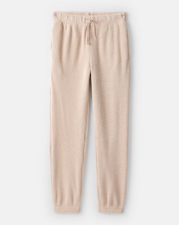 Girls Waffle Knit Joggers - Brown, 