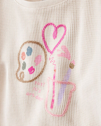 Bébé fille - Haut à manches courtes à motif bricolage – Blanc, 
