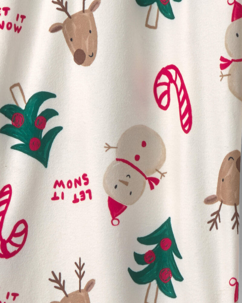 Adult Christmas Icon Fleece Loose Fit Pyjama Bottoms - Cream, image 3 of 4 slides