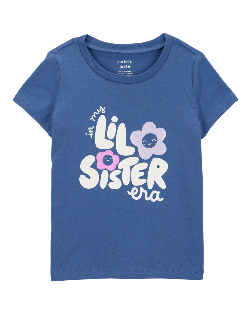 Toddler Girl Lil' Sister Short-Sleeve Graphic Tee - Blue, image 1 of 3 slides