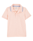 Toddler Ribbed Collar Polo Shirt - Pink, image 1 of 3 slides