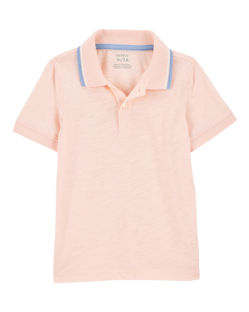 Toddler Ribbed Collar Polo Shirt - Pink, 