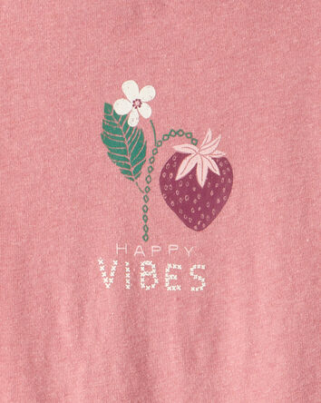 Girls Strawberry Happy Vibes Long-Sleeve Graphic Tee - Pink, 