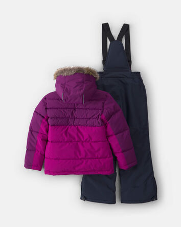 Girls 2 Piece Puffer Snowsuit - Purple, 