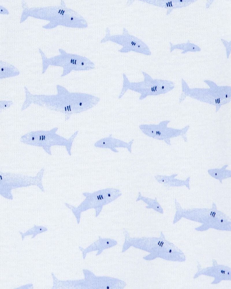 Baby 1-Piece Shark Print 100% Snug Fit Cotton Footie Pyjamas, image 2 of 3 slides