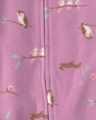 Baby Girl 2-Pack Birds Striped Fleece 2-Way Zip Sleepers - Pink, image 3 of 6 slides