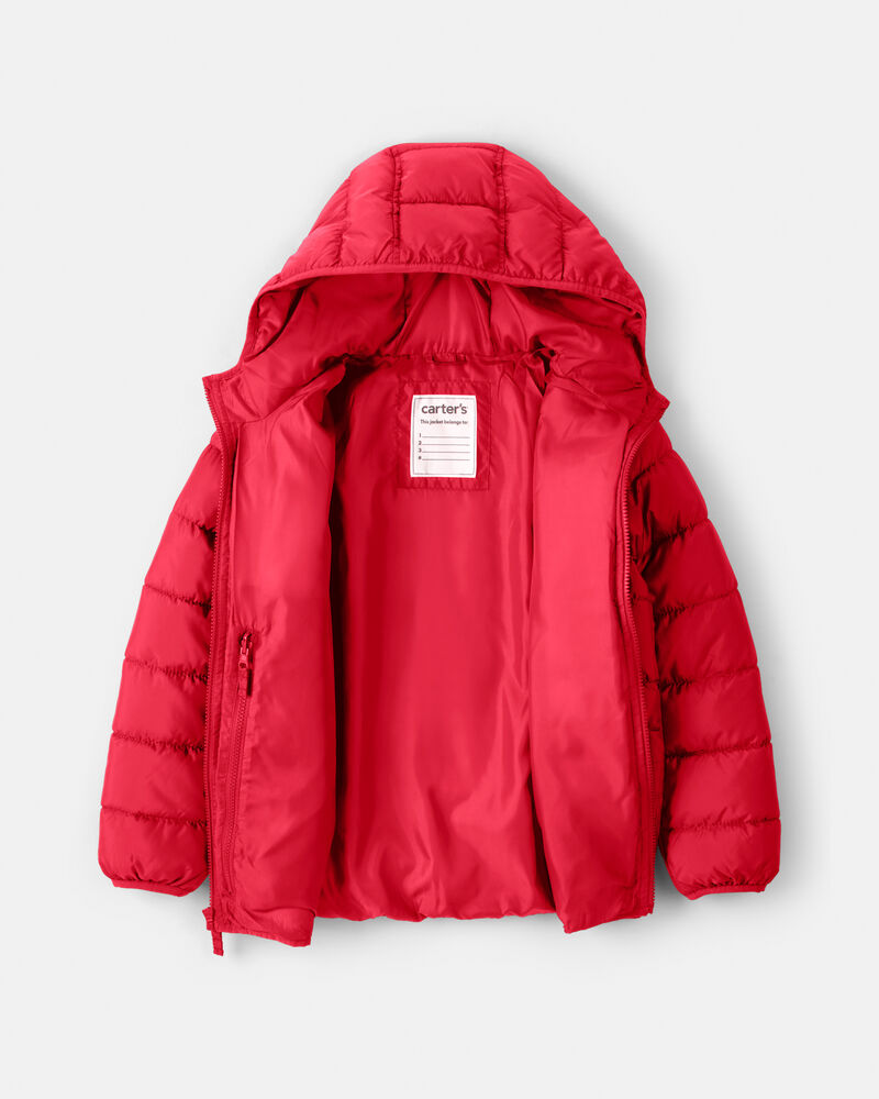 Boys Midweight Packable Puffer - Red, image 2 of 4 slides