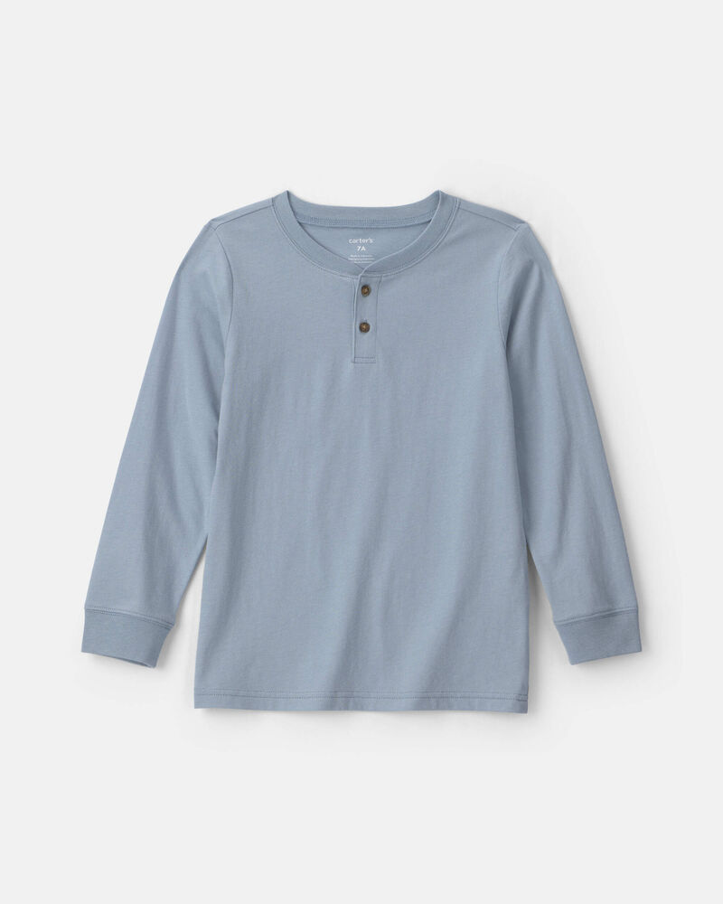 Boys Long-Sleeve Henley T-Shirt - Blue, image 1 of 3 slides