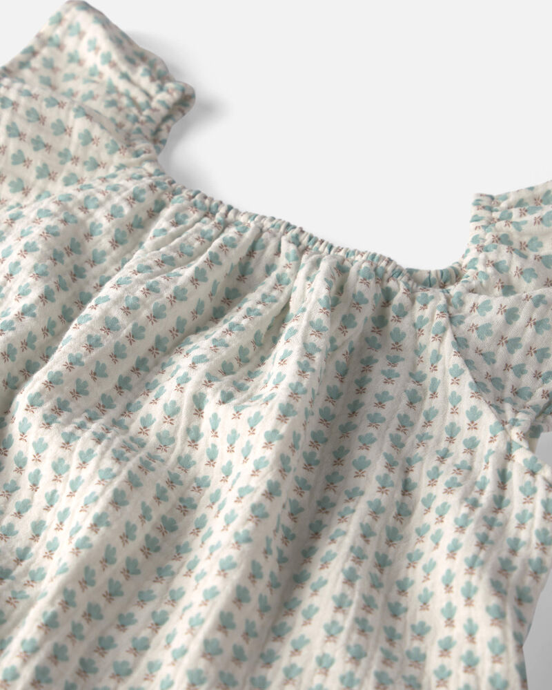 Tout-petit fille - Ensemble 2 pi&egrave;ces en gaze de coton biologique &agrave; motif floral, image 3 sur 4 diapositives