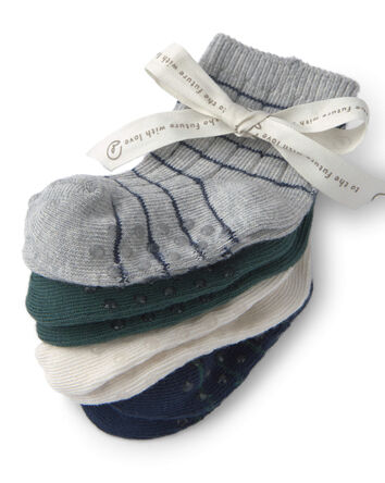 Baby 4-Pack No-Slip Ankle Socks Made with Organic Cotton, 