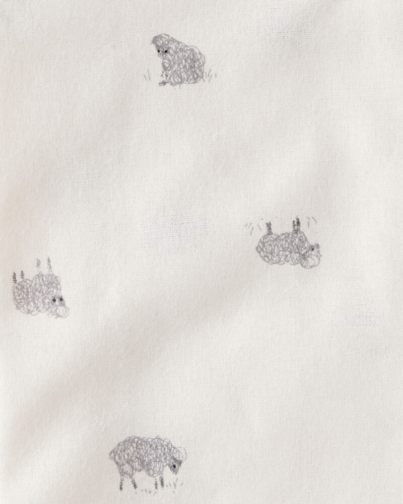 Baby 4-Pack Sheep Print Receiving Blankets - White/Grey, image 4 of 5 slides