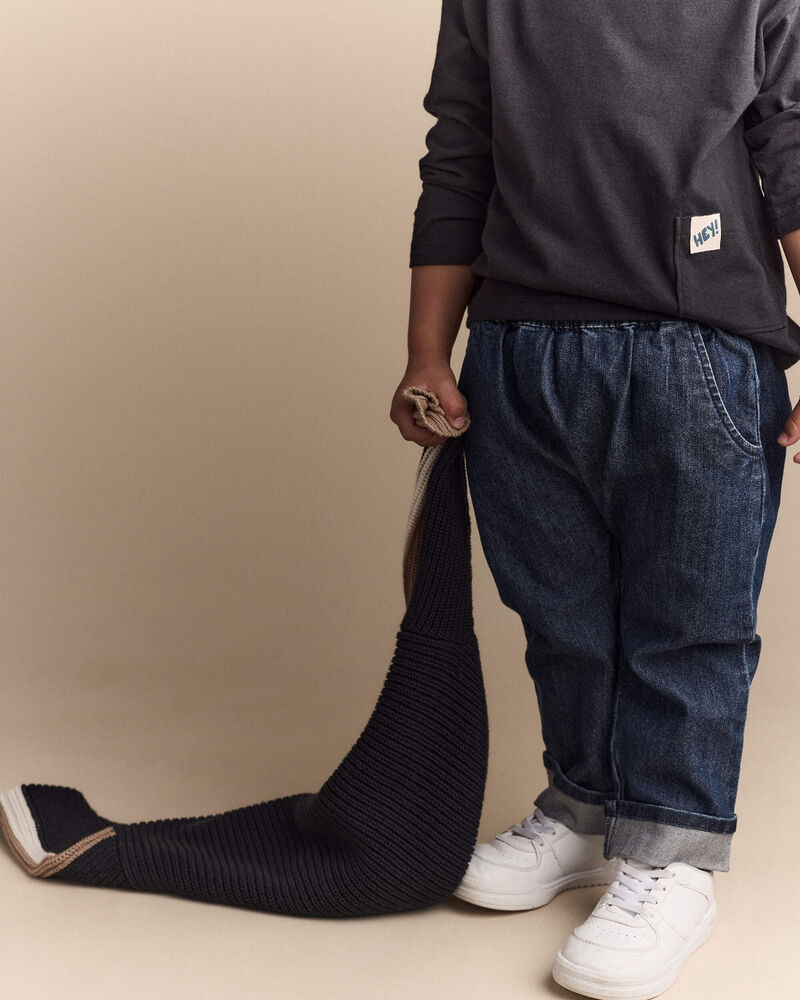 Toddler Hey Long-Sleeve Pocket Graphic Tee - Black, image 3 of 6 slides