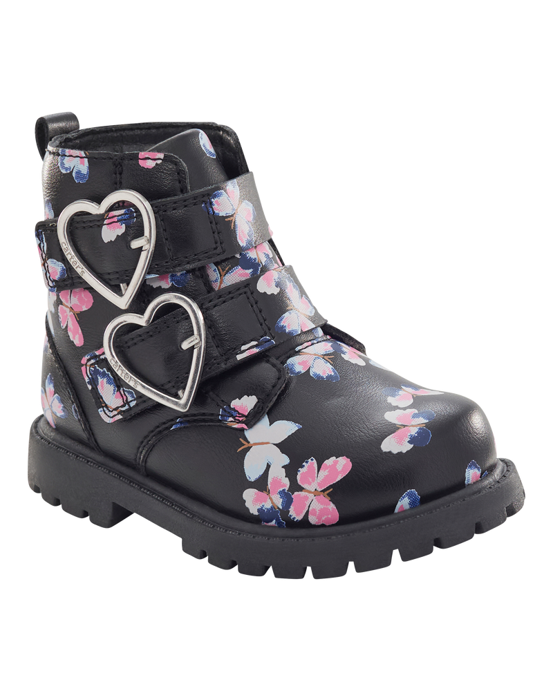 Enfant en bas &acirc;ge Bottes &agrave; boucles &agrave; motif de c&oelig;ur de papillon, image 1 sur 6 diapositives