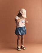 Toddler Girl Bubble Short in Chambray - Blue, image 5 of 7 slides