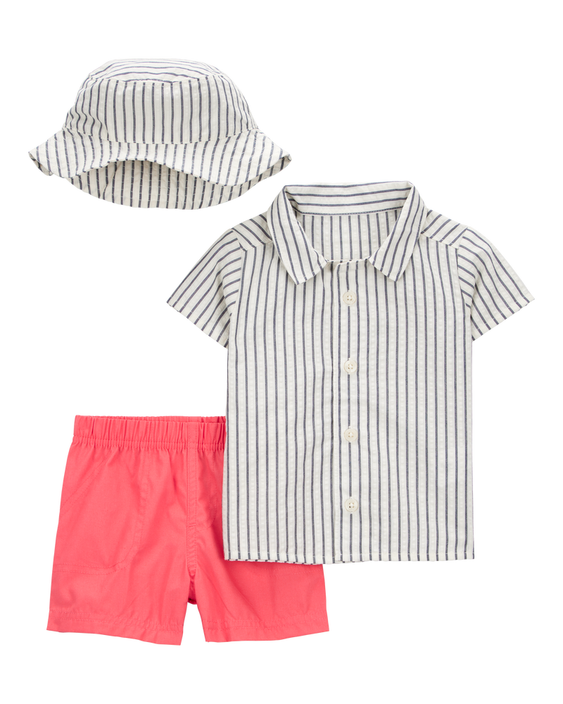 Bébé Ensemble 3 pièces chemise boutonnée et short, image 1 sur 3 diapositives