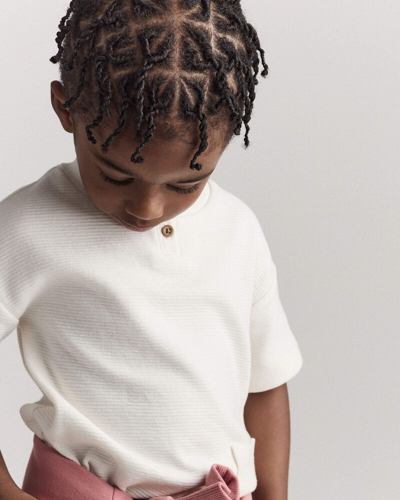 Toddler Boy Short-Sleeve Pocket Henley Tee - Cream, image 4 of 7 slides