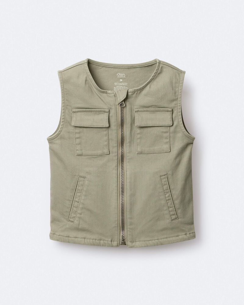 Toddler Zip-Up Vest - Olive, image 7 of 8 slides