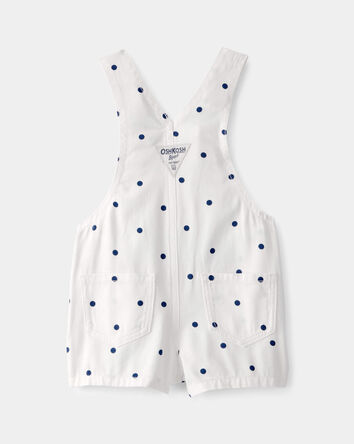 Baby Girl Polka Dot Shortall - White/Blue, 