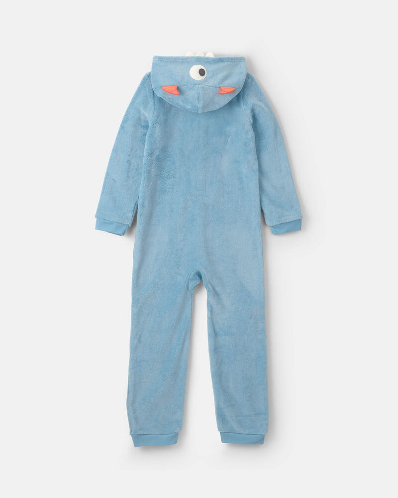 Boys 1-Piece Monster Halloween Fleece Pyjama Costume - Blue, image 6 of 8 slides