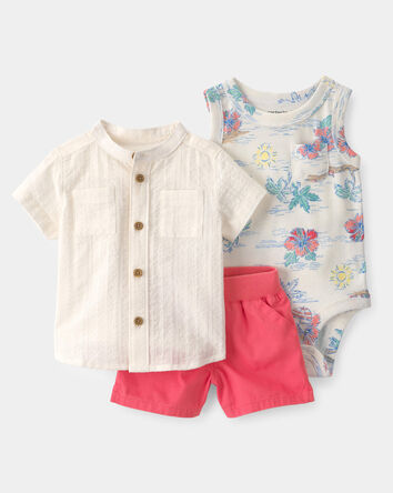 Baby Boy 3-Piece Solid Short-Sleeve Top & Short Set, 