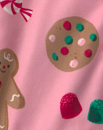 Toute-petit fille - Pyjama ample 2 pi&egrave;ces en molleton &agrave; motif de pain d&rsquo;&eacute;pice de No&euml;l &ndash; Rose, 