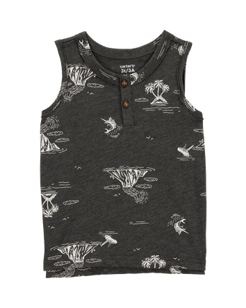 Baby Sea Print Slub Jersey Sleeveless Tank, 