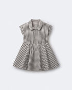 Toddler Girl Avenue Twirl&trade; Gingham Scalloped Dress in Gingham - Grey, image 2 of 6 slides