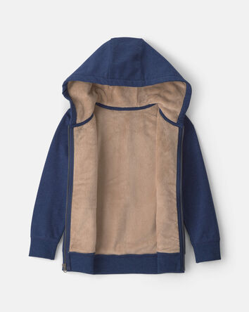 Boys Fleece Zip-Up Hoodie - Navy Blue, 