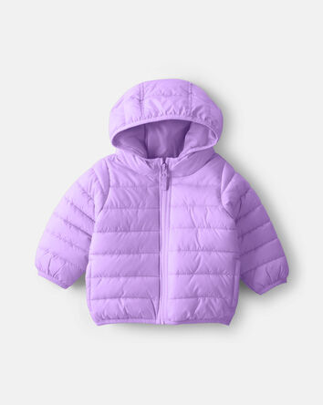 Baby Girl Midweight Packable Puffer - Purple, 