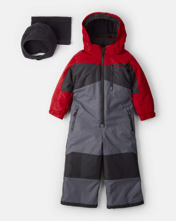 Tout-petit garçon - Combinaison de neige rétro en Taslan d'une pièce - Rouge, 