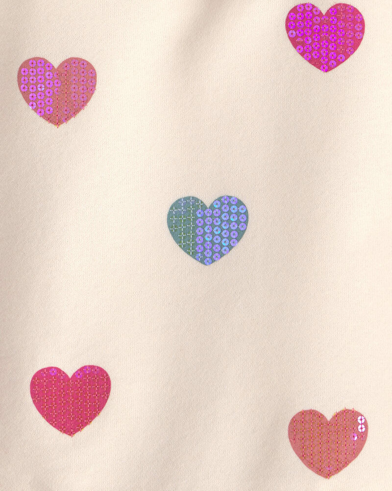 Toddler Girl Sequin Heart French Terry Pullover Sweatshirt - Cream, image 3 of 4 slides