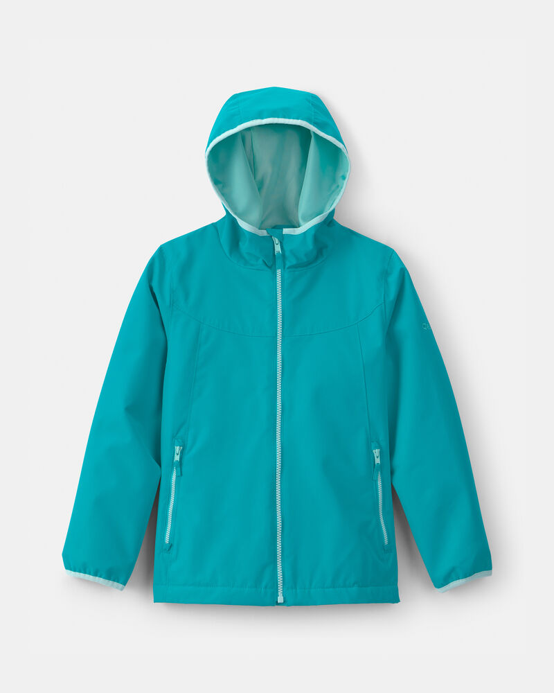 Girls Solid Midweight Fleece Lined  Jacket- Aqua, image 1 of 3 slides