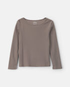 Girls Long-Sleeve Rib Top - Grey, image 1 of 3 slides
