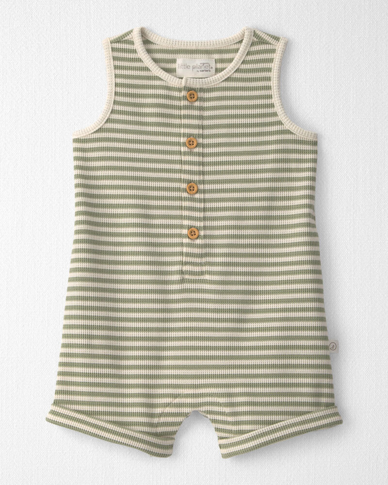 Baby Organic Cotton Waffle Knit in Stripes, image 1 of 5 slides