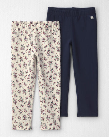 Toddler Girl 2-Pack Recycled Fleece Bottoms Made with Organic Cotton, 