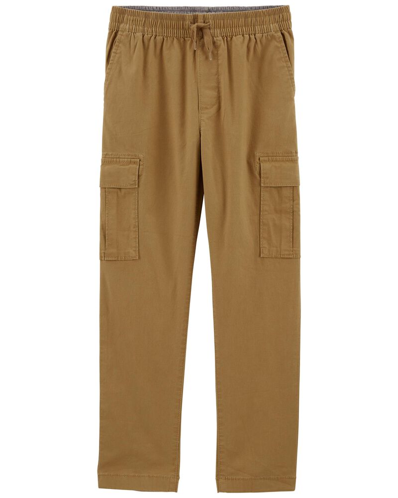 Camel Stretch Canvas Cargo Pants