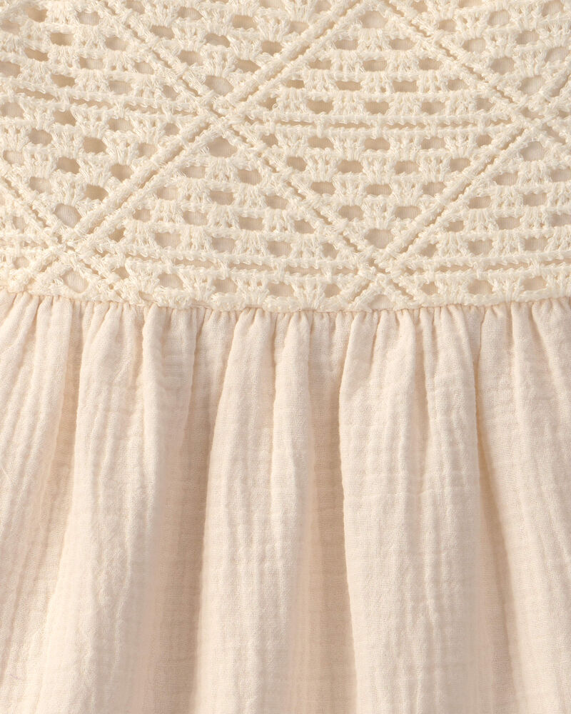Filles - Robe en gaze effet crochet - Ivoire, image 3 sur 3 diapositives